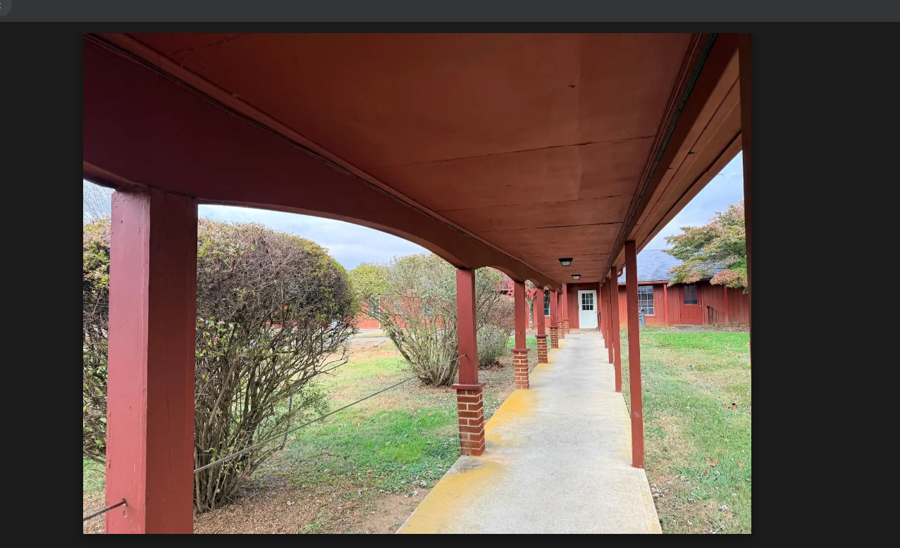 Covered walkway connecting buildings on campus